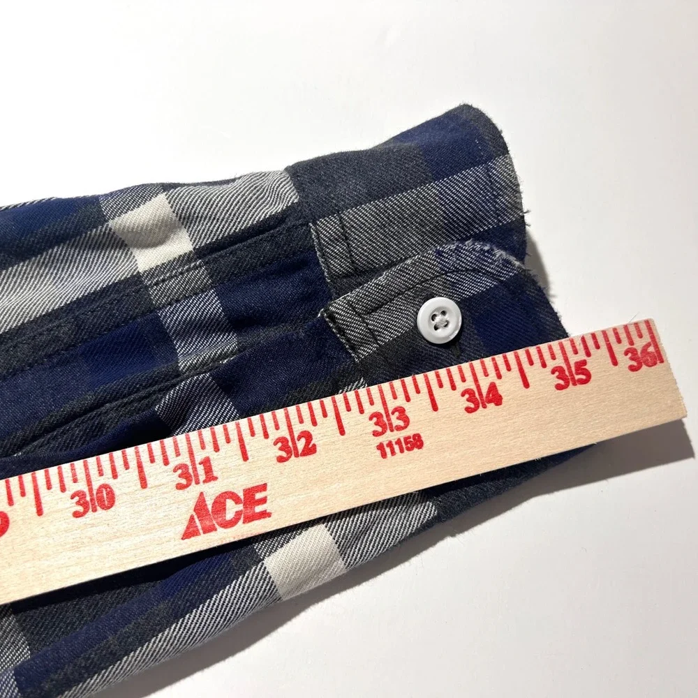J. Crew Large Slim Fit Sportsmens Outfitter Flannel Shirt Blue Plaid Cotton Mens